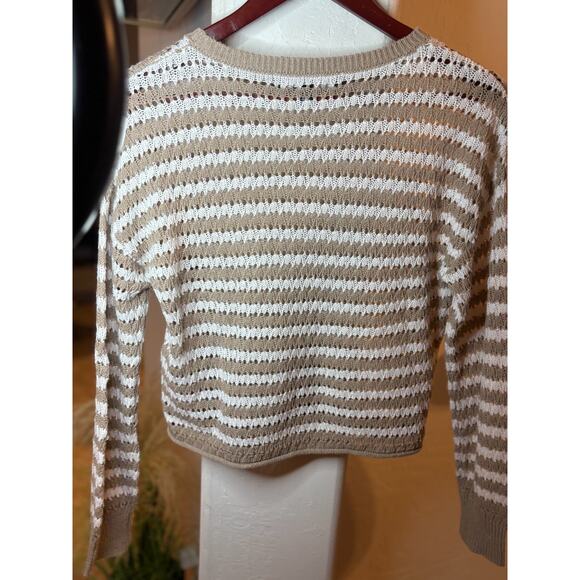 Vero Moda open knit sweater in a brown and white Size M 4-8 - Picture 5 of 5